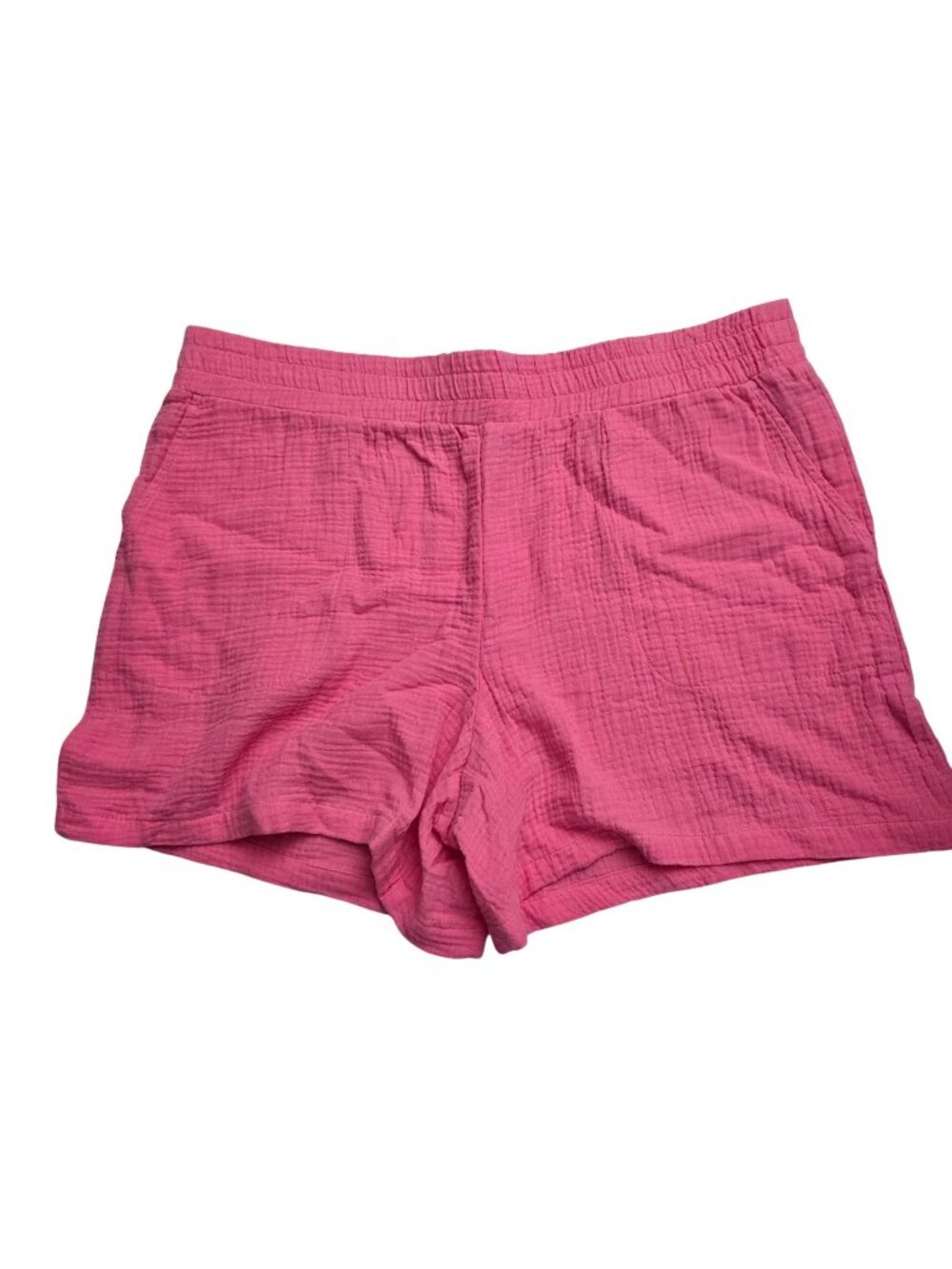 Belle Beach By Kim Gravel Womens L Pink Cotton Gauze Shorts Pockets 4538